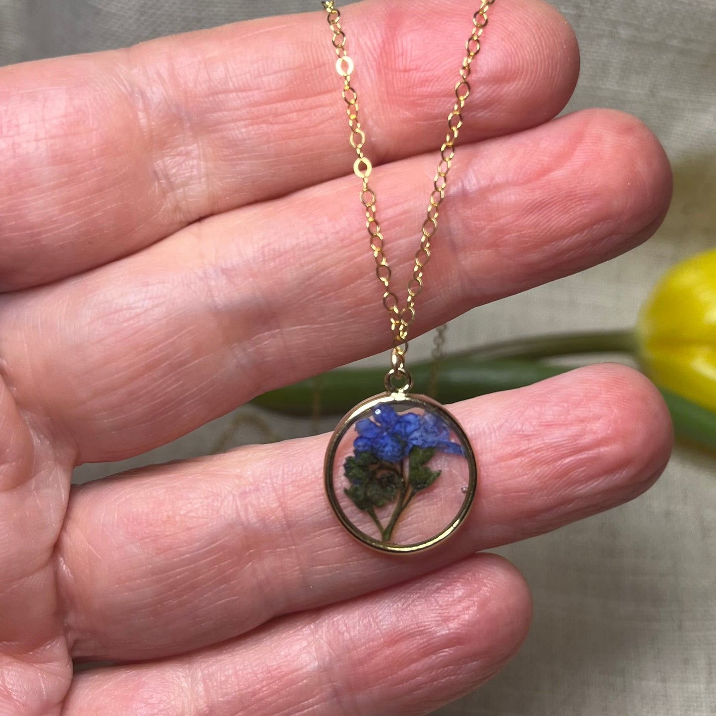Mighty Blossom Necklace, Forget-me-not